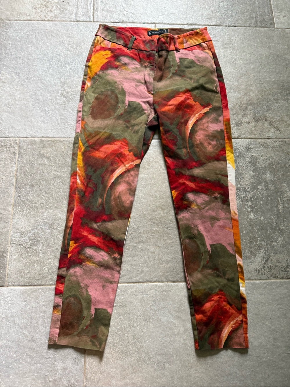 New York & Company Women's Multicolor Abstract Painterly Chinos